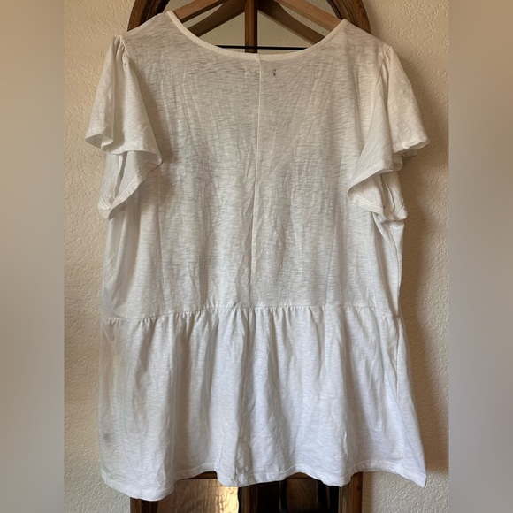 NWT Cotton White Embroidered Peplum Top Boho Floral Plus Size 18/20 Lane Bryant - Picture 2 of 7